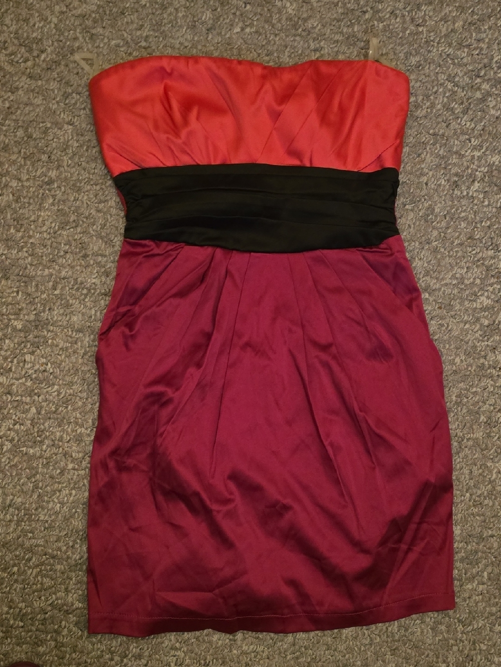 Strapless Two-Tone Red and Berry Cocktail Dress